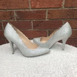 Blue by Betsy Johnson Silver Glitter Heels